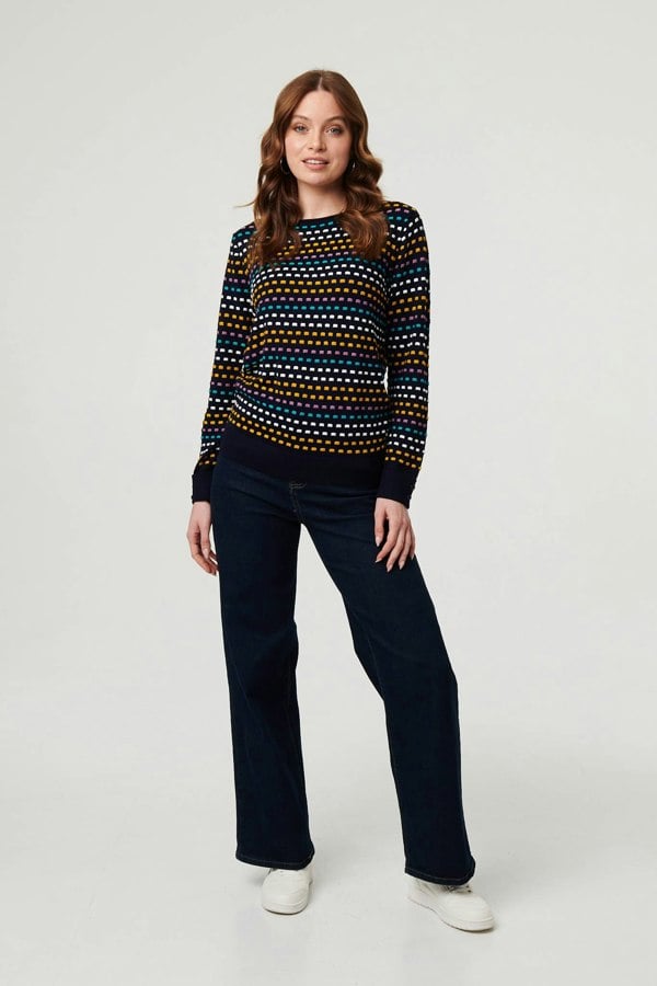 Purple | Geo Print Long Sleeve Slim Jumper
