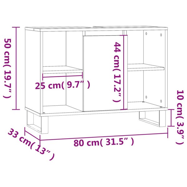 Berkfield Bathroom Cabinet Concrete Grey 80x33x60 cm Engineered Wood