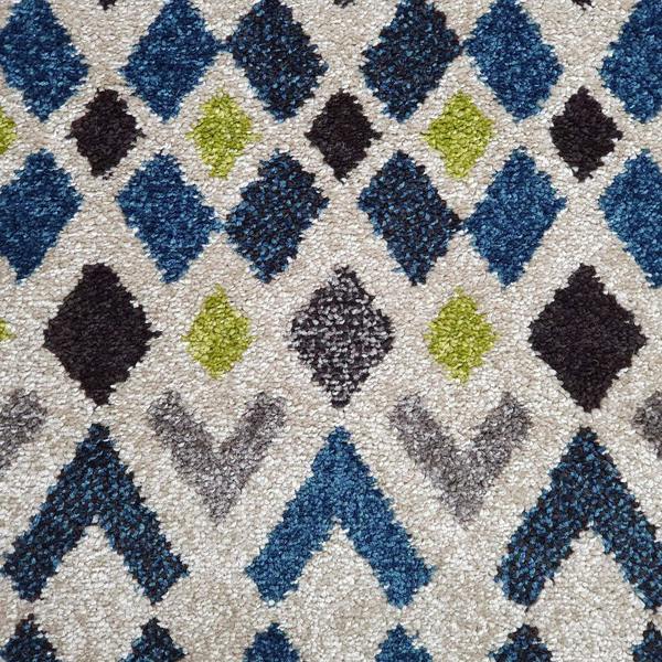 Cream Blue Green Rug Geometric Diamond Pattern Carpet Runner Modern Small Large