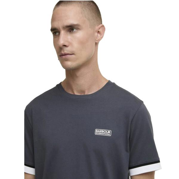 Barbour International Deep Cuff Evan Tipped T-Shirt Storm Grey