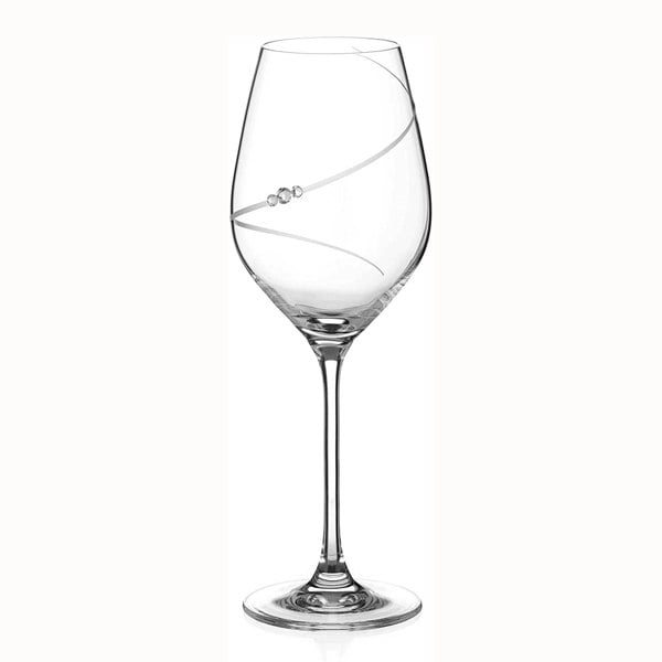 Diamante Silhouette White Wine Glasses Adorned with Swarovski® Crystals - Single Glass