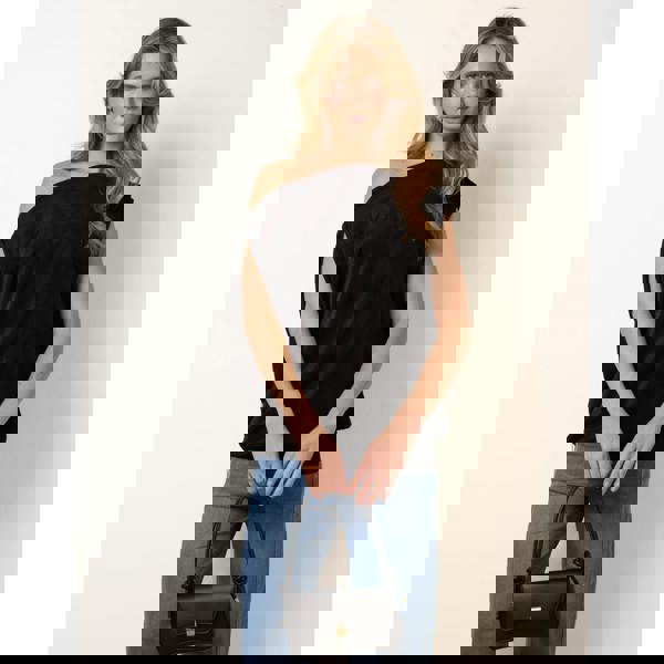 Blue Vanilla Deep Band Slinky Oversize Tunic Top