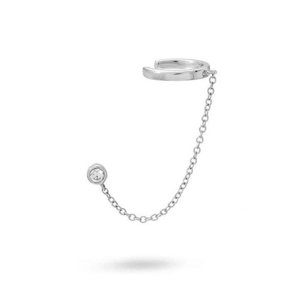 Gold Trip Chain Link Ear Cuff Single Stud Earring