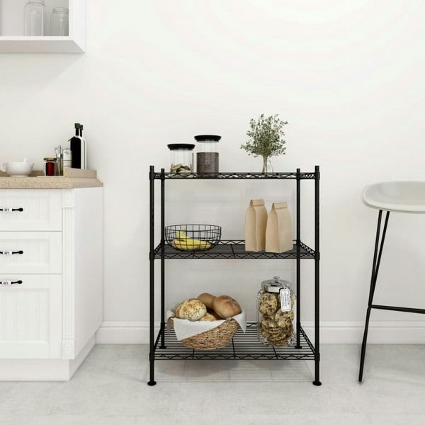 Berkfield 3-Tier Storage Rack 60x35x76 cm Black 150 kg