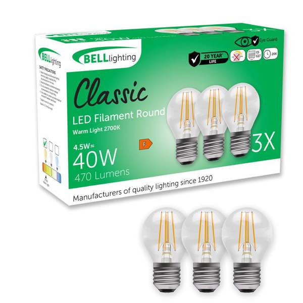 BELL Lighting E27 Filament LED Golf Ball 4.7W Energy Saving Light Bulb