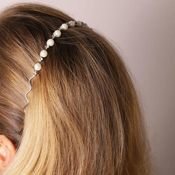 Gold Trip Pearl & Silver Wave Headband