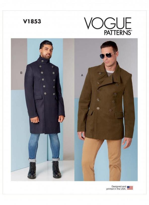 Vogue Sewing Pattern 1853, Coats for Men, MUU (34-36-38-40) - Intermediate