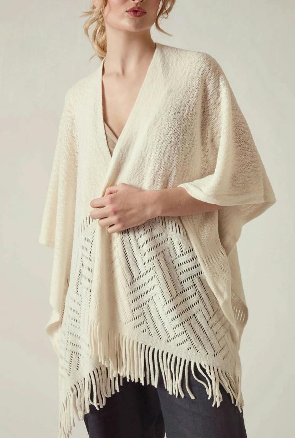 James Lakeland Cream Pointelle Knit Kaftan