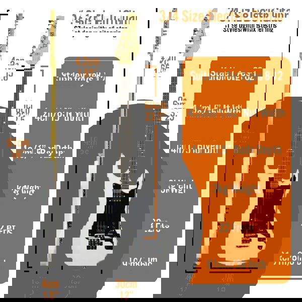 3rd Avenue 3/4 Size Electric Guitar Pack with Amp#Colour_White