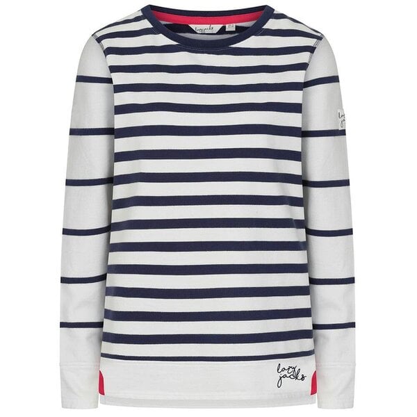 Lazy Jacks LJ131S - Striped Crew Neck Sweatshirt - White