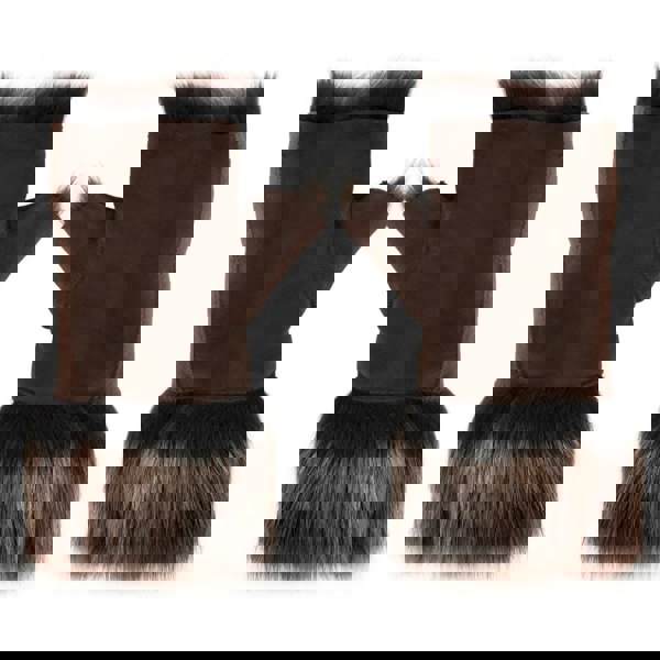 Infinity Leather Women’s Suede Leather Shearling Lined Fingerless Gloves