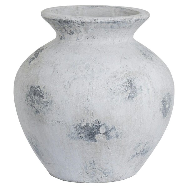 Wyld Haus Mossbrook Large Antique White and Grey Stonewarae Vase