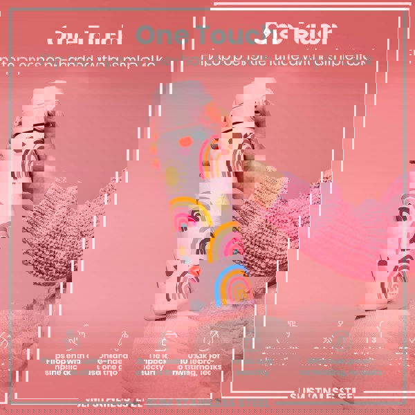 ION8 Leak Proof Slim Water Bottle, Stainless Steel, Rainbows, 600ml (20oz)