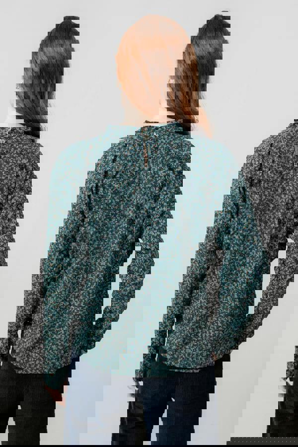 Lily & Me Bayberry Batwing Ditsy Print Top Green