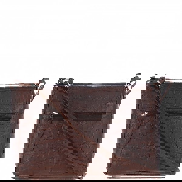 Ashwood Valentina Flap Over Croc Print Real Leather Shoulder Bag: MC5