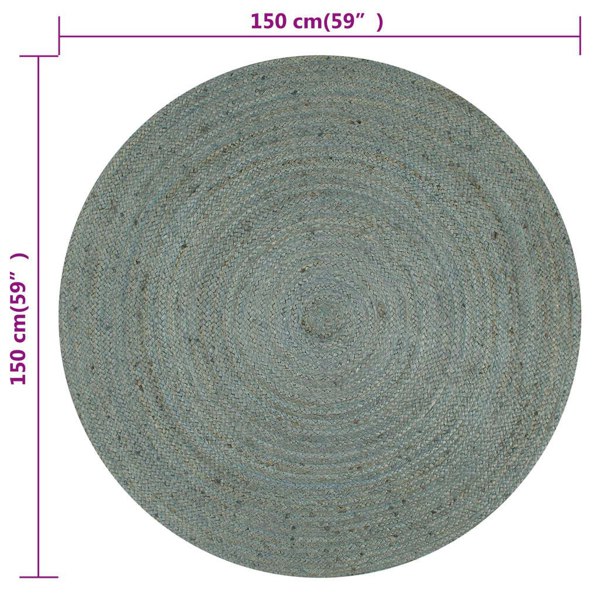 Berkfield Handmade Rug Jute Round 150 cm Olive Green