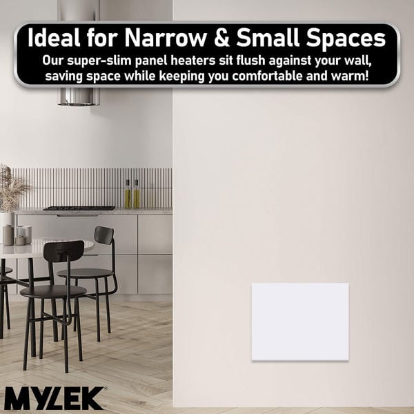 MYLEK Wall Mounted Slimline White Panel Heater 2000w Daily and Weekly Timer, Digital Thermostat