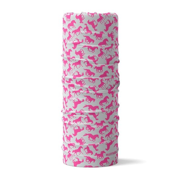 RUFFNEK Grey and Pink Horse Design Snood Scarf