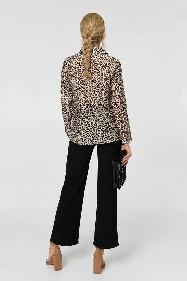 Brown | Animal Print Long Sleeve Shirt