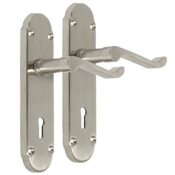 EDH Door Hardware Epsom Satin Nickel Internal Door Handle Set on 170mm Back Plate