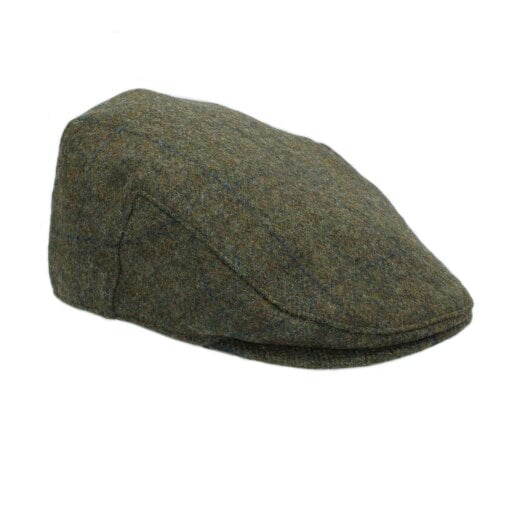 Heather Hats & Accessories British Tweed Wool Flat Cap, Satin Lining, Outdoor Wear, Juniper Olive