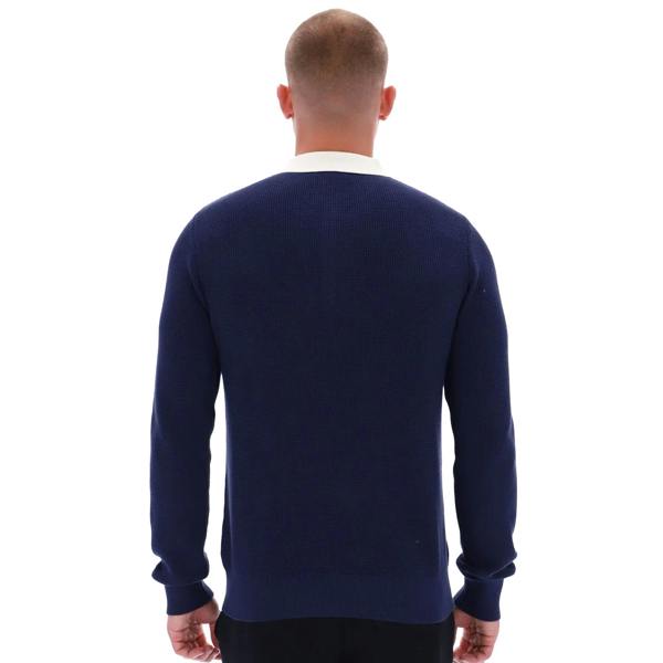Fila Nowell Waffle Knit Long Sleeve Polo Shirt Fila Navy/Gardenia/Fila Red