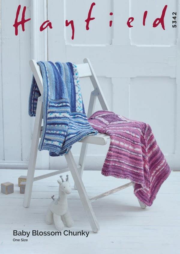 Hayfield Baby Blossom Chunky Knitting Pattern 5342, Blankets for Baby, One Size
