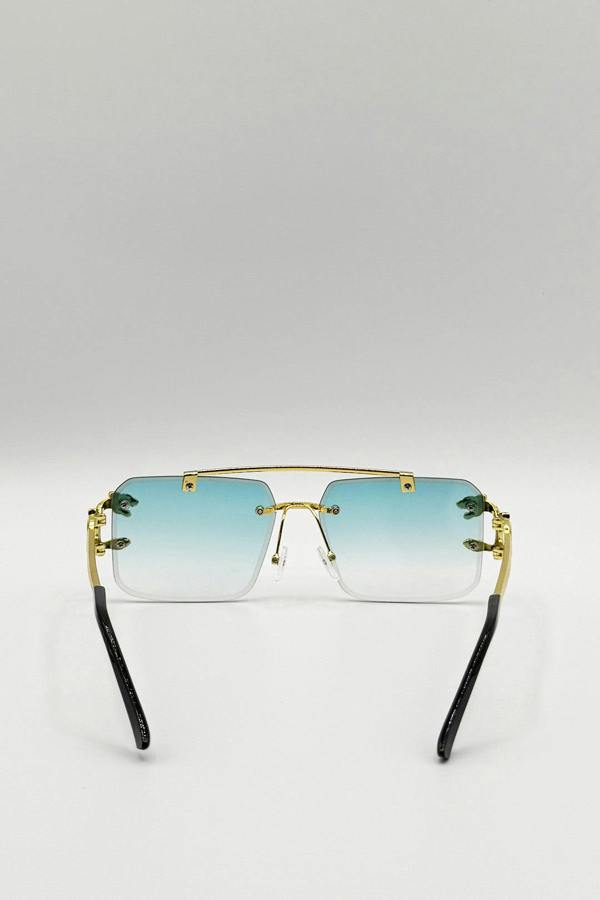 Rimeless Navigator With Side Detail Sunglasses In Blue - svnx