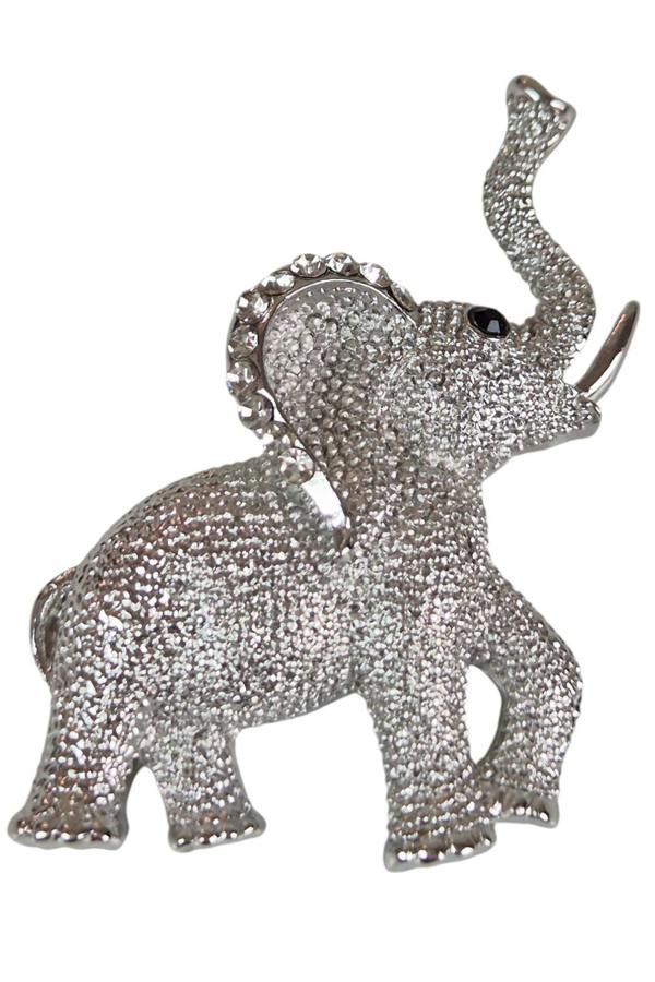 Paulo Due Elephant Brooch Pin Diamante Ears