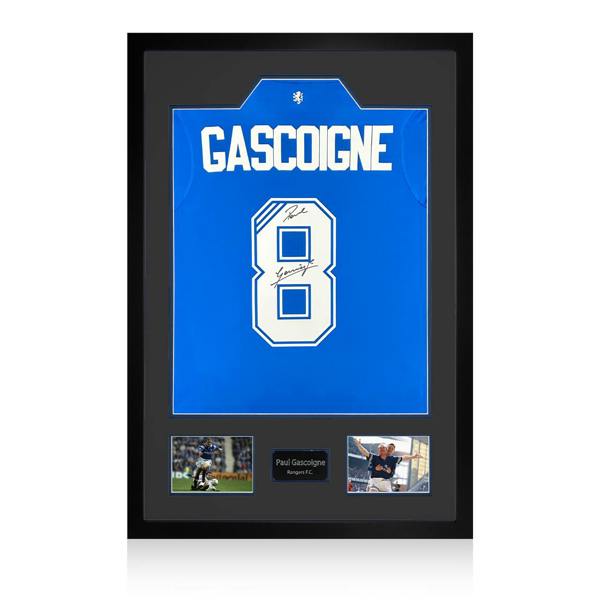 Paul Gascoigne Signed Rangers Shirt Premium Frame