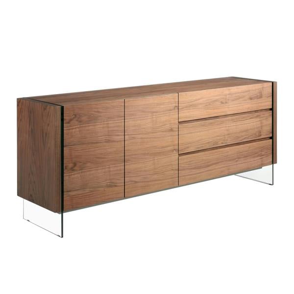 Angel Cerdá Walnut and Tempered Glass Sideboard 3086