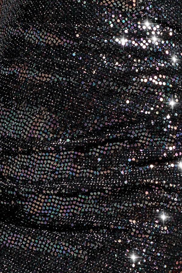Sequin Lurex Off Shoulder Cowl Bardot Maxi Dress - Black Multi DR5332