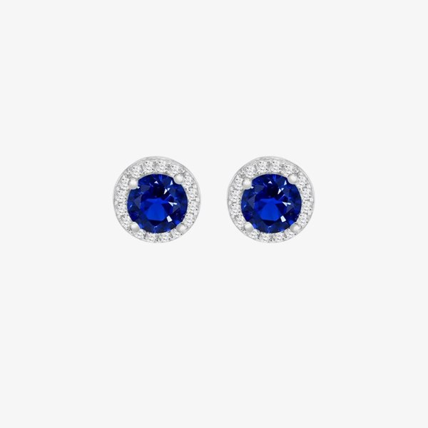 T. H. Baker Sterling Silver Brilliant Cut Cubic Zirconia Halo Stud Earrings 8.59.1799