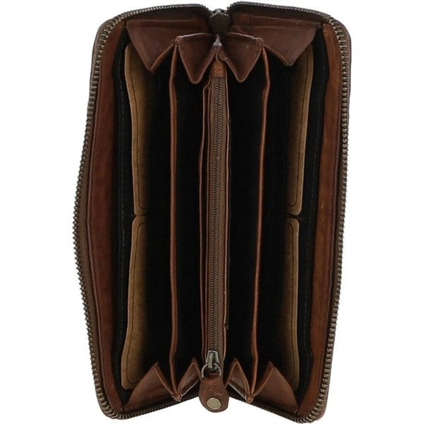 Ashwood Vintage Woven Leather Zip Around 10 Card Coin Note Purse