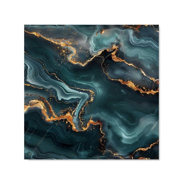 Warren Reed - Designer Gold, Blue Marble Effect Kitchen Splashback