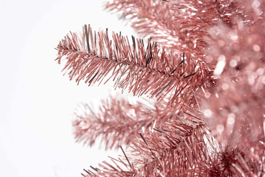 4ft to 7ft Rose Gold Artificial Christmas Trees with Shiny Tinsel Finish and Hinged Branches image 6