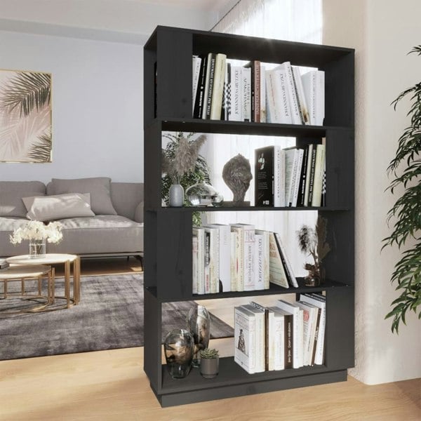 Berkfield Book Cabinet/Room Divider Grey 80x25x132 cm Solid Wood Pine