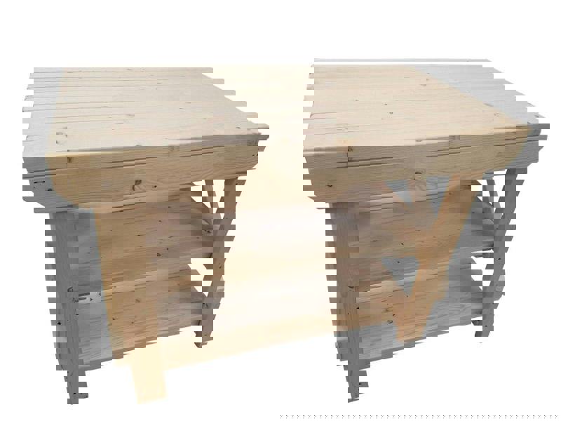Acorn kiln-dried wooden workbench with double shelves ideal for workshops and garages
