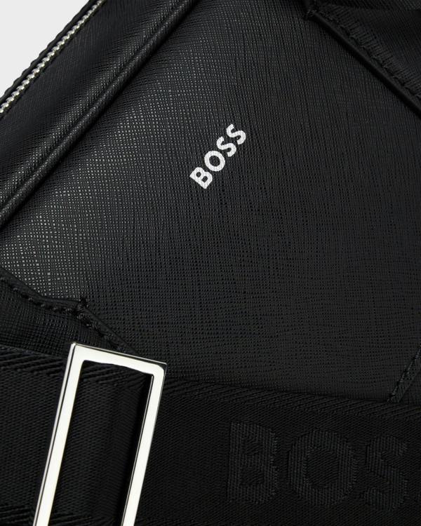 BOSS Orange Zair Mens Document Case with Foil-Print Logo - Black 001 | CHO | Designer Mens Bags