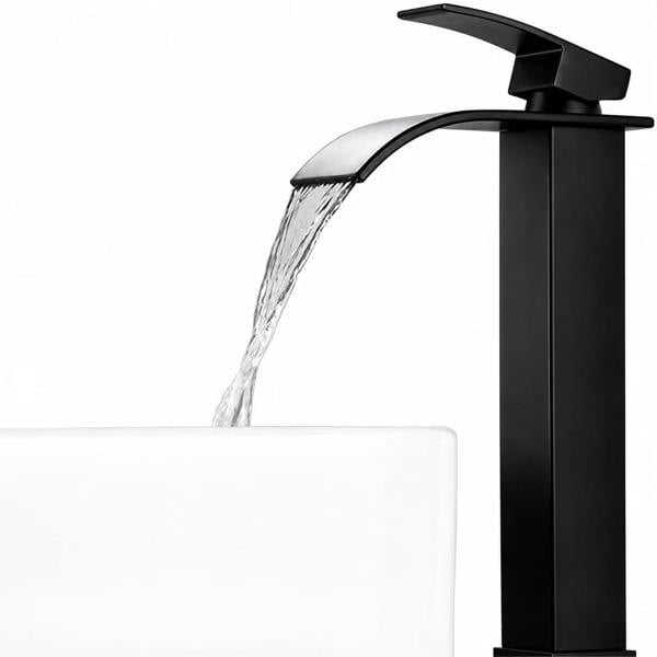 ATEK Waterfall Bathroom Basin Mixer Tap Brass Countertop Chrome Black