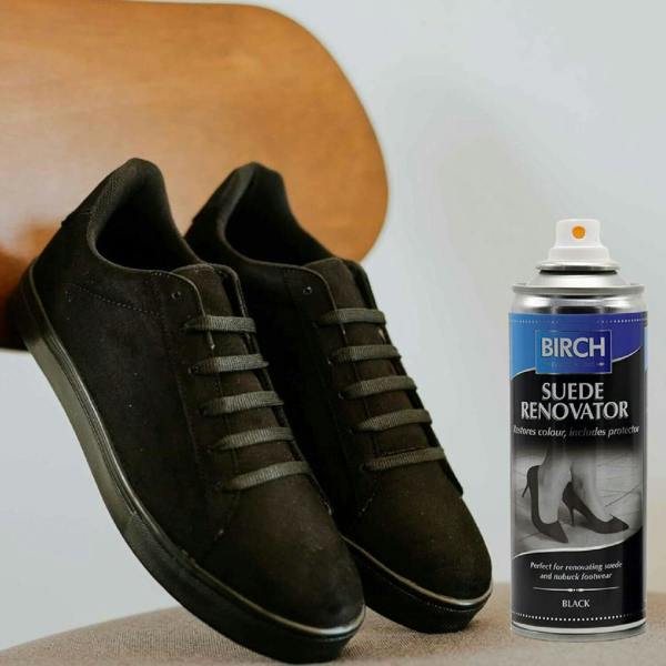 BIRCH Black Suede Renovator Aerosol - Colour Restoration for Faded Shoes 200ml