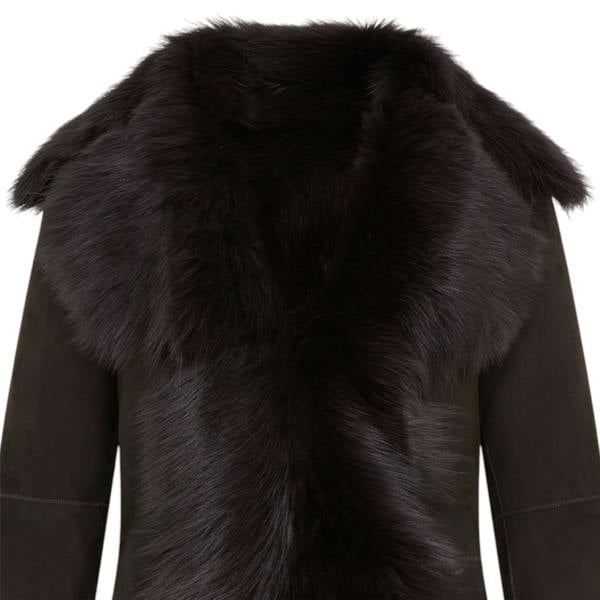 Infinity Leather Women's Sheepskin Toscana Shearling Suede Leather Jacket - Noiré