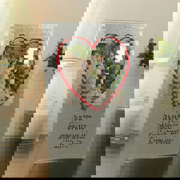 Personalised Memento Company Personalised Heart 4x4 Glitter Glass Photo Frame