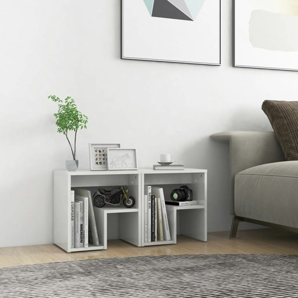 Berkfield Bed Cabinets 2 pcs High Gloss White 40x30x40 cm Engineered Wood