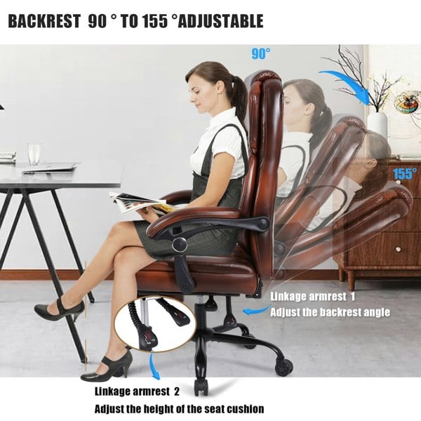 Furniture One Heavy Duty Executive Office Chair with Footrest, Ergonomic High Back Desk Chair, Adjustable Angle Chair