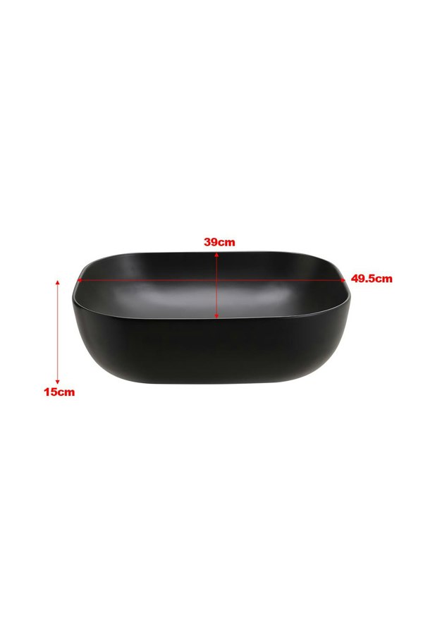 Living and Home Rectangular Ceramic Countertop Basin Black