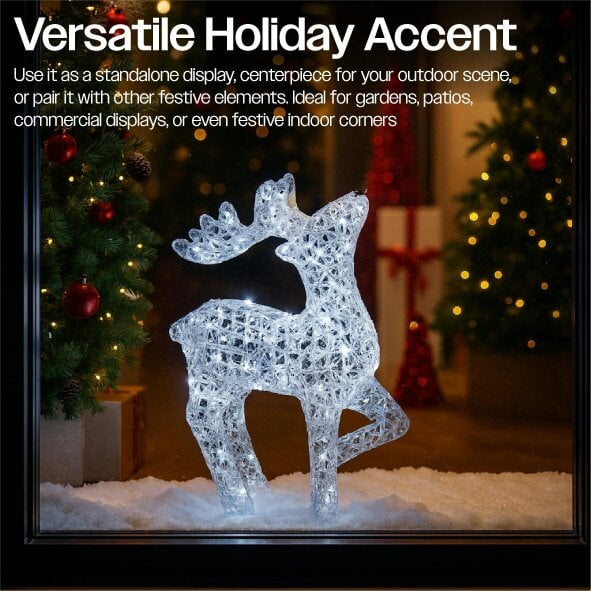 Scotts of Stow Xmas Haus 54CM Acrylic LED Deer Christmas Holiday Festive Decoration