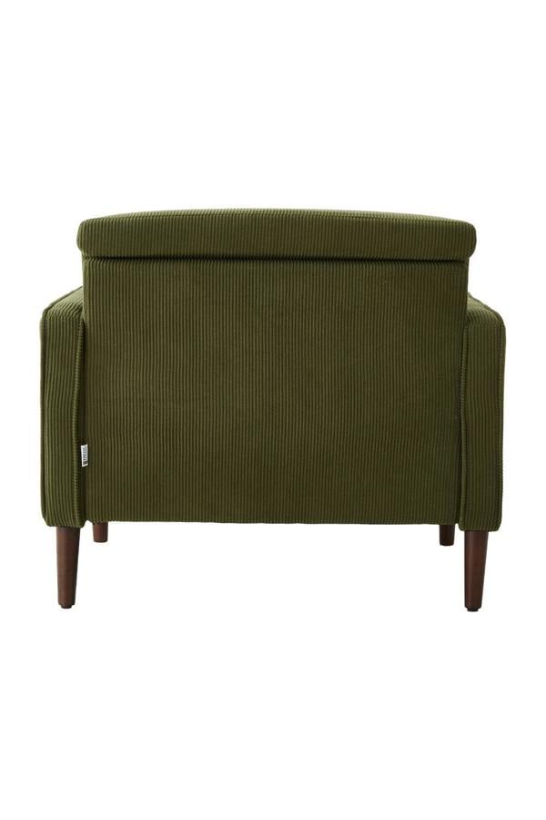 Living and Home Green Corduroy Upholstered Single Sofa Armchair