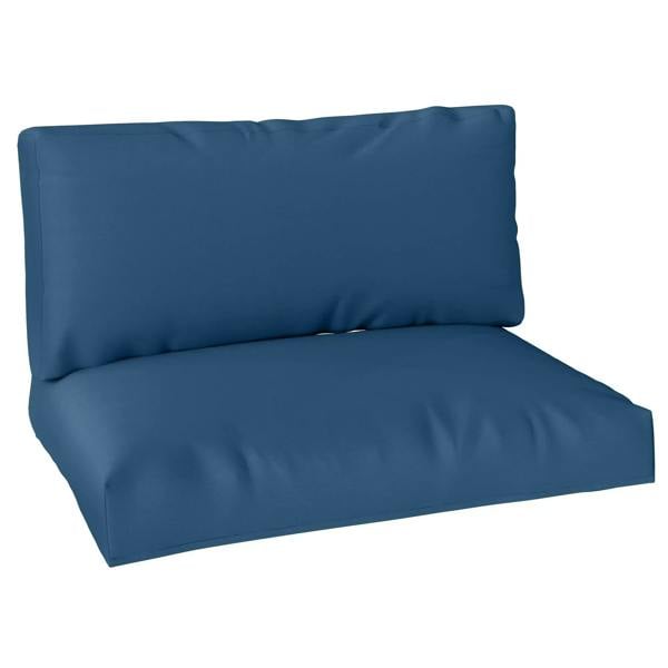 Navy blue two-piece seat and back cushion set with padded rectangular cushions