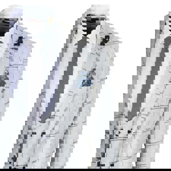 TruClothing TP-33 - Men's 3 Piece Tailored Fit Grey Plaid Check Suit